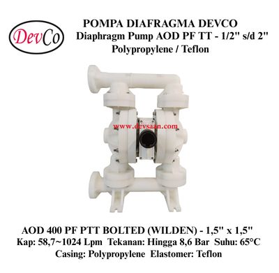 Wilden OEM Diaphragm Pump AOD 400 PF PTT Pompa Diafragma Devco 1,5" Flange
