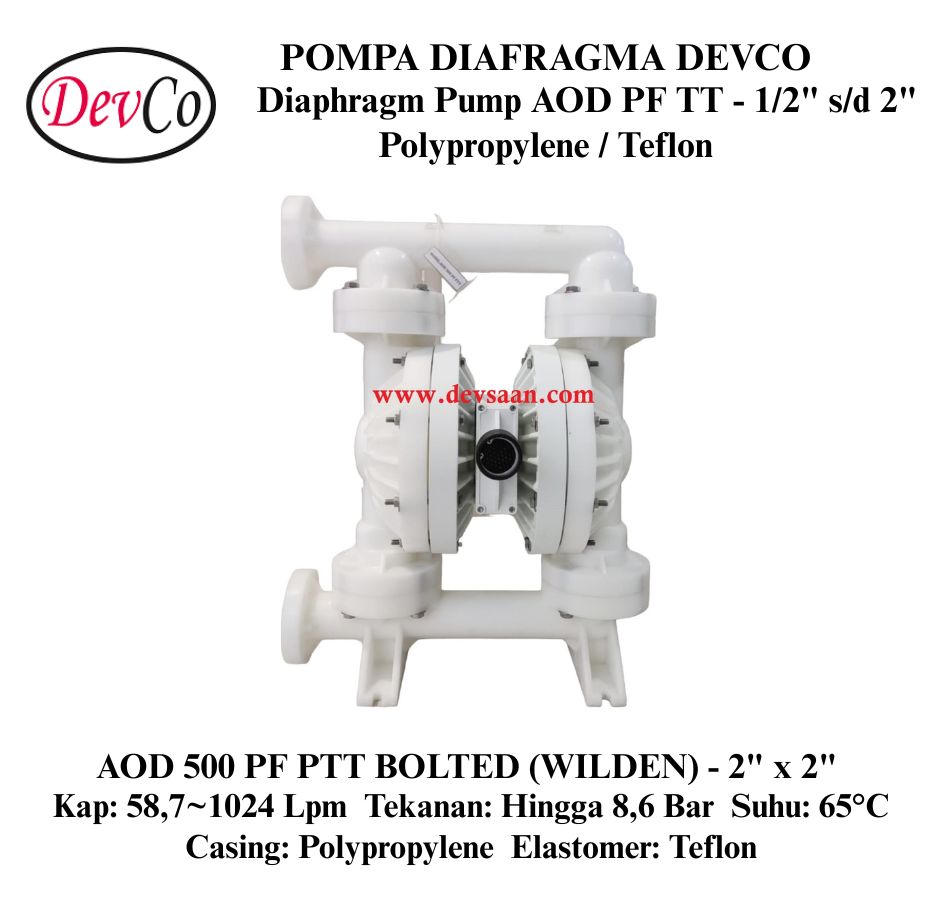 Wilden OEM Diaphragm Pump AOD 500 PF PTT Pompa Diafragma Devco 2" Flange