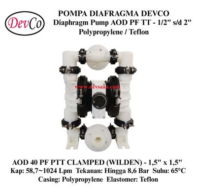 Wilden OEM Diaphragm Pump AOD 40 PF PTT Pompa Diafragma Devco 1,5" Flange