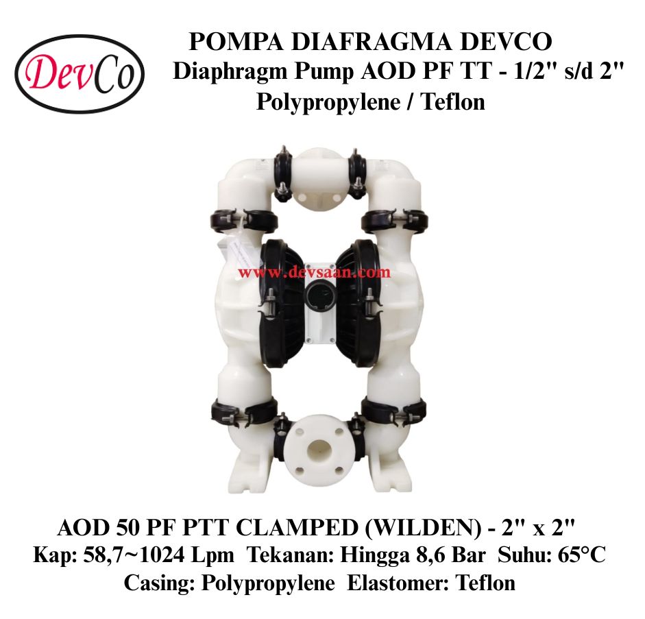 Wilden OEM Diaphragm Pump AOD 50 PF PTT Pompa Diafragma Devco 2" Flange
