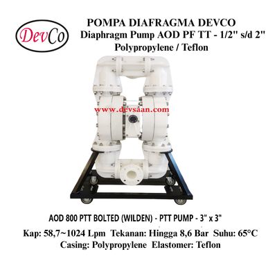 Wilden OEM Diaphragm Pump AOD 800 PF PTT Pompa Diafragma Devco 3" Flange