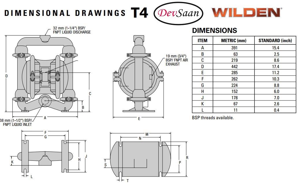 Diaphragm Pump T4 ALB Pompa Diafragma Wilden 1,5"