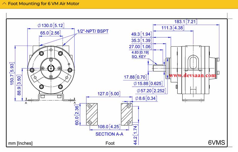 Vane Air Motor 6VM 4 Hp