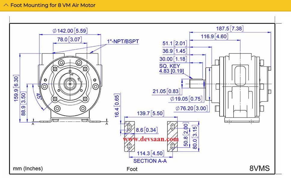 Vane Air Motor 8VM 5 Hp