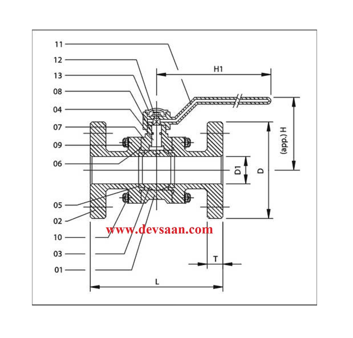 Ball Valve Polypropylene 1" x 1" Flange ANSI B.16.5 Class #150