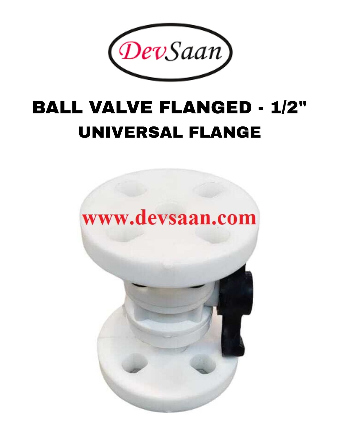 Ball Valve Polypropylene 1/2" x 1/2" Flange Universal Standard