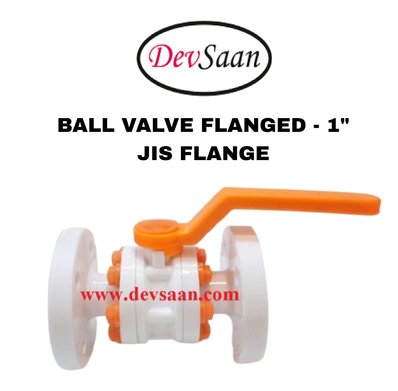 Ball Valve Polypropylene 1" x 1" Flange JIS 10K