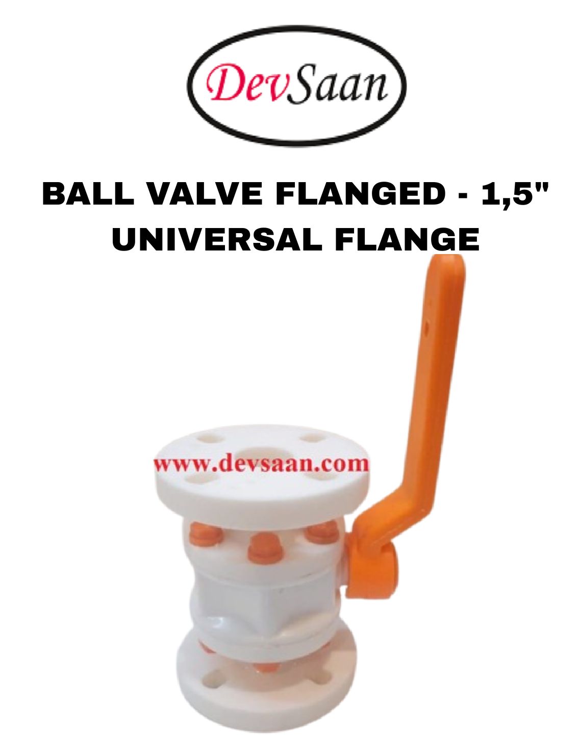 Ball Valve Polypropylene 1,5" x 1,5" Flange Universal Standard