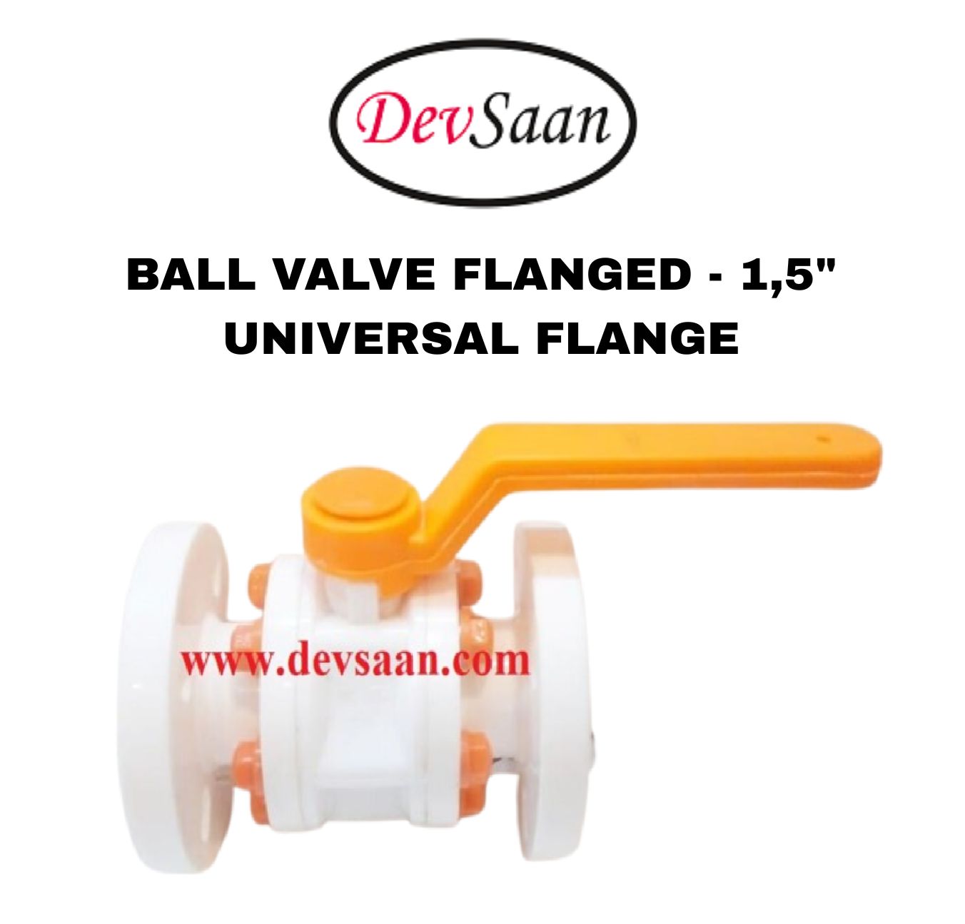 Ball Valve Polypropylene 1,5" x 1,5" Flange Universal Standard