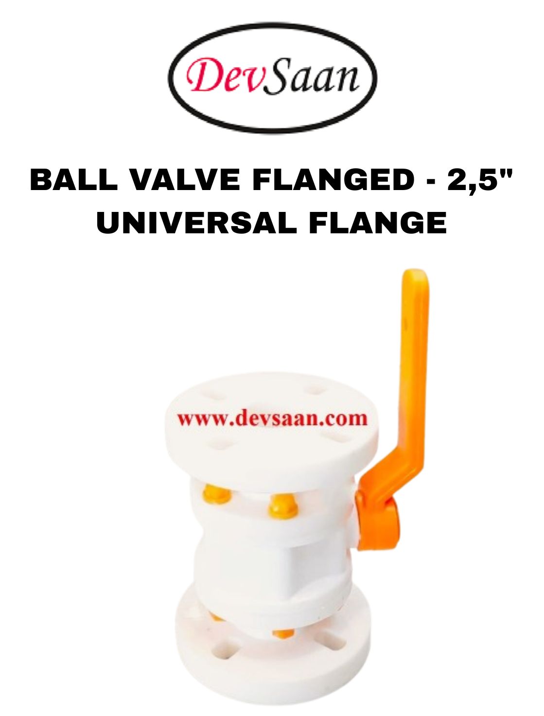Ball Valve Polypropylene 2,5" x 2,5" Flange Universal Standard