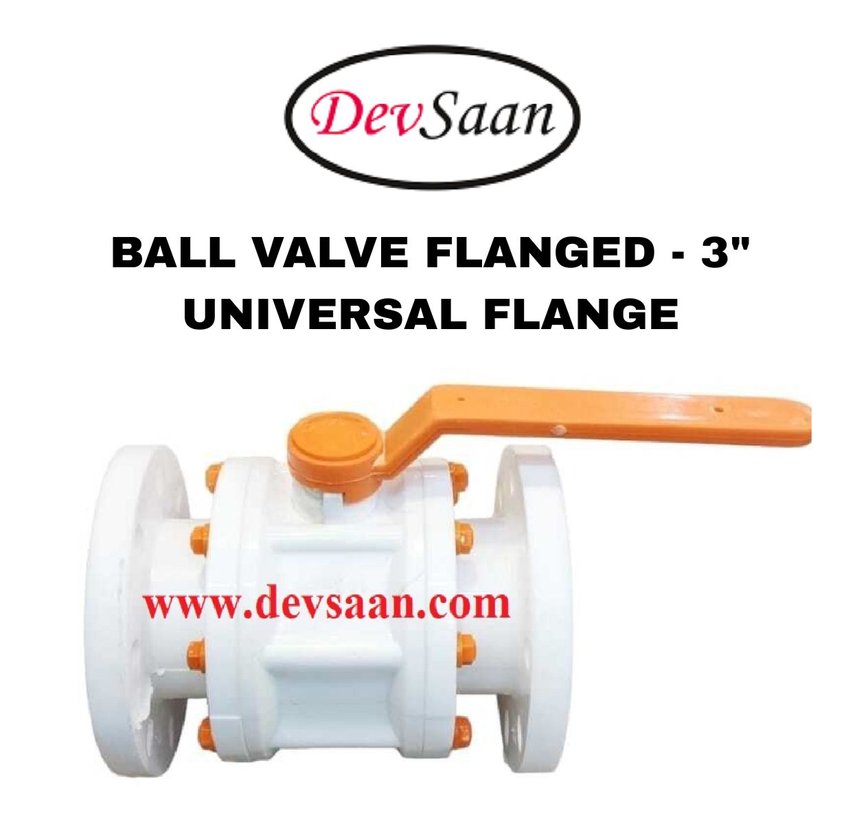Ball Valve Polypropylene 3" x 3" Flange Universal Standard