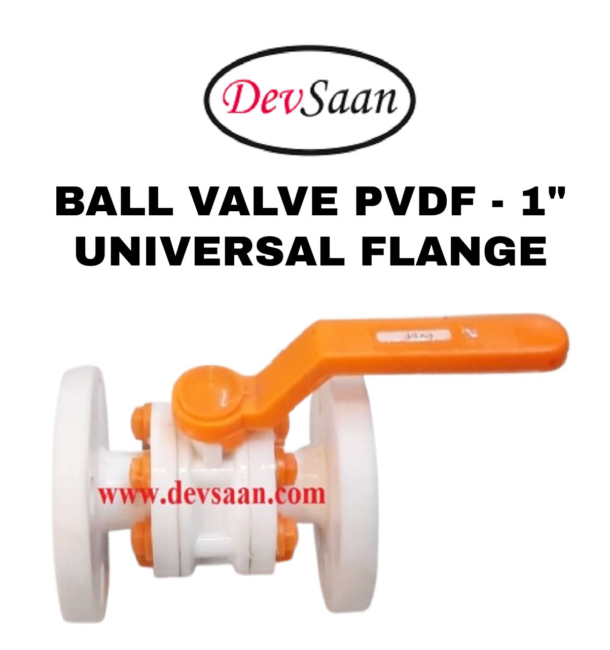 Ball Valve PVDF 1" x 1" Flange Universal Standard