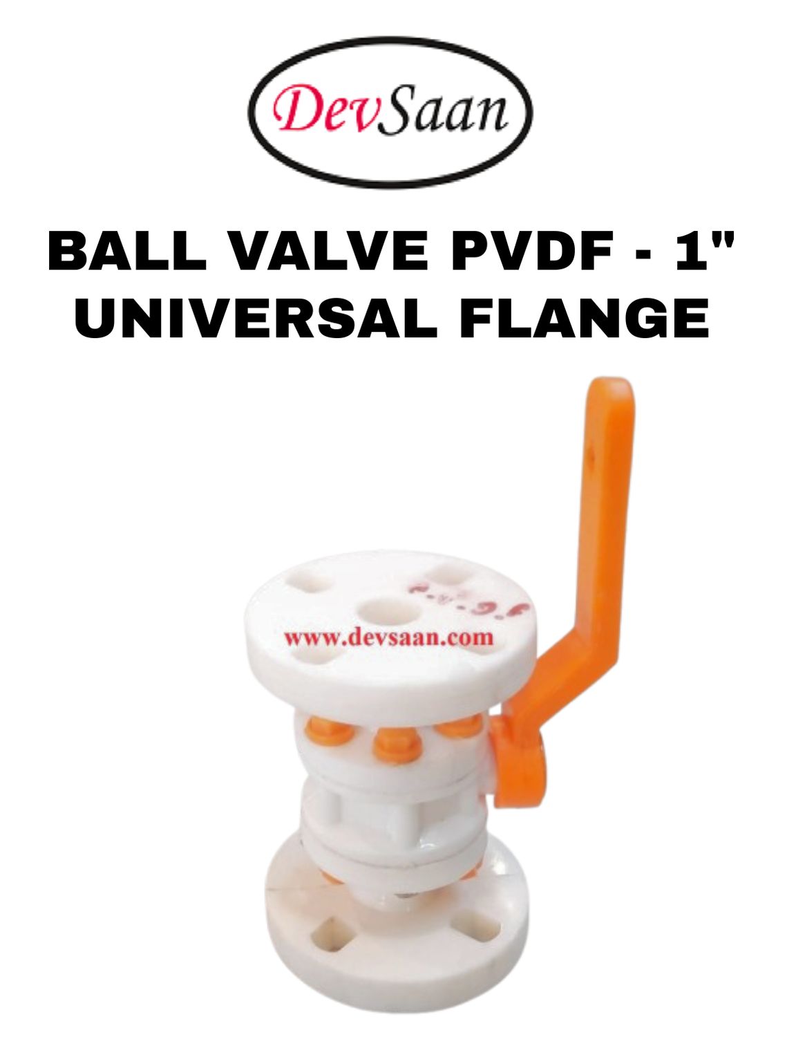 Ball Valve PVDF 1" x 1" Flange Universal Standard