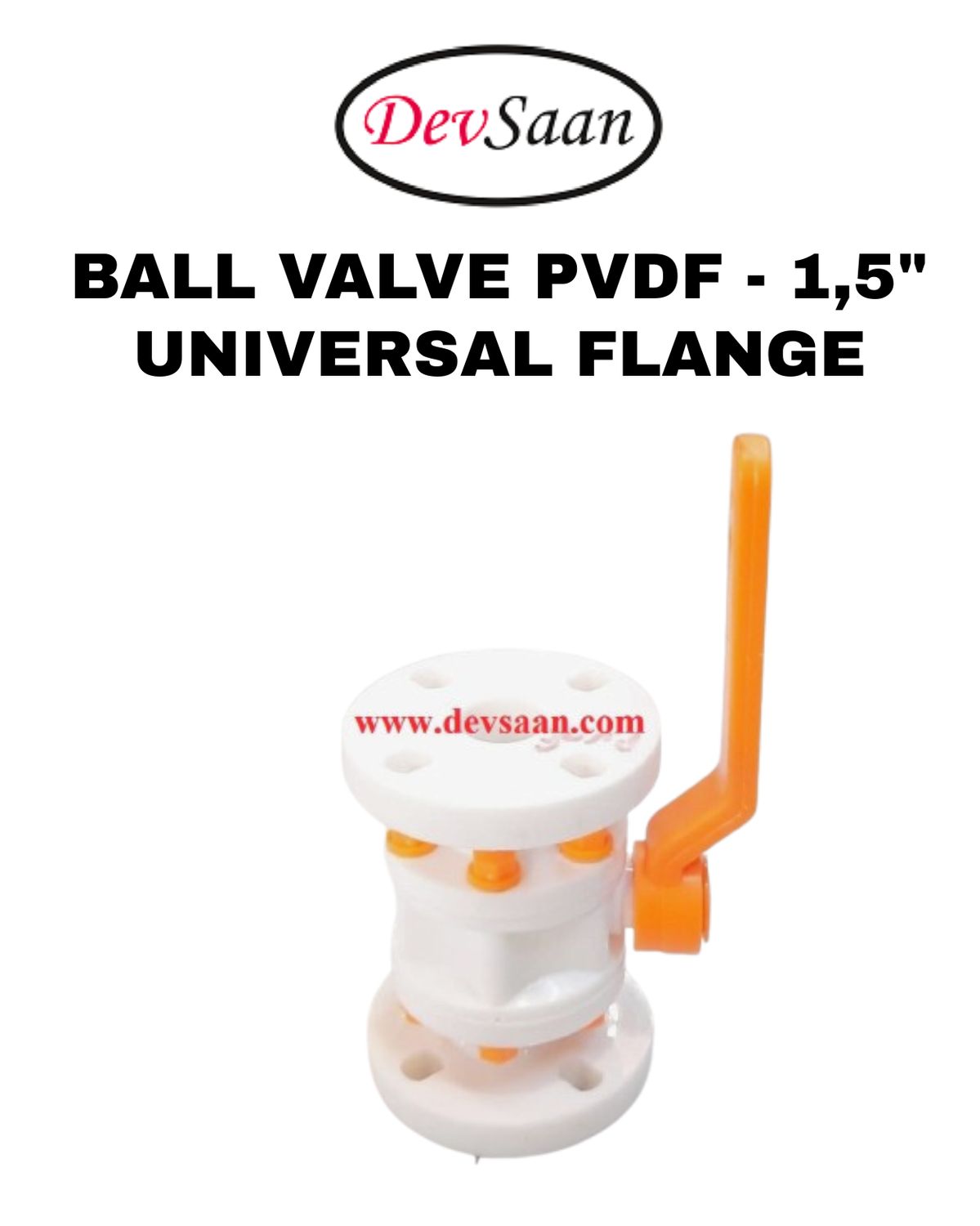 Ball Valve PVDF 1,5" x 1,5" Flange Universal Standard