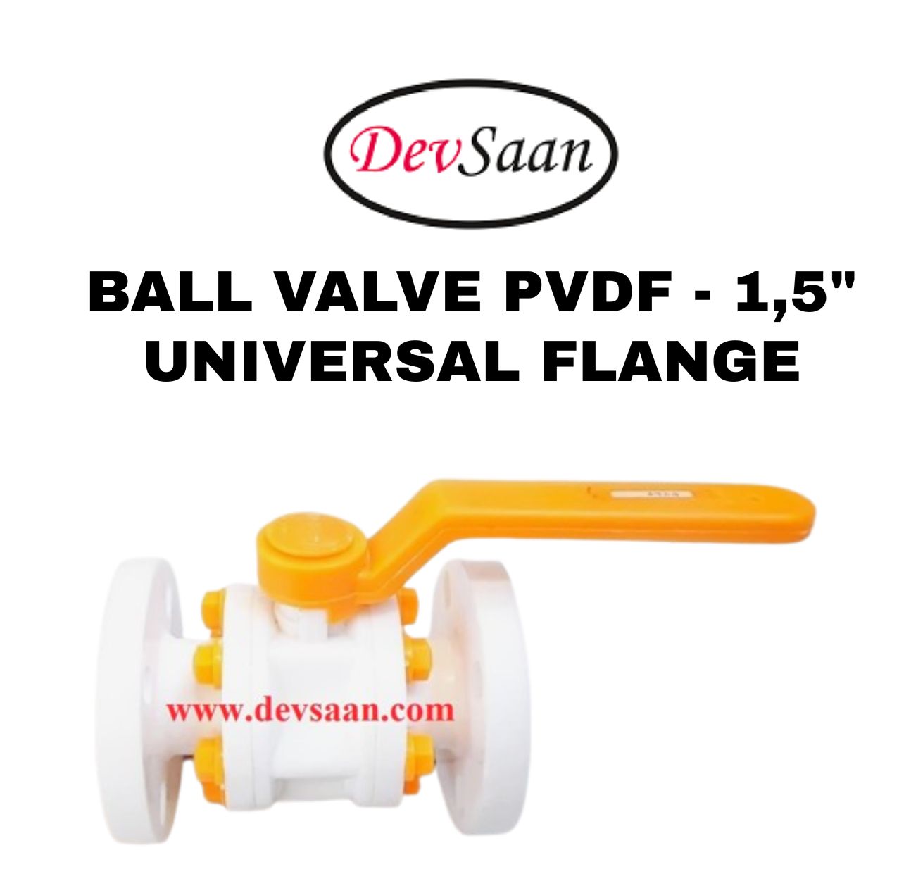 Ball Valve PVDF 1,5" x 1,5" Flange Universal Standard