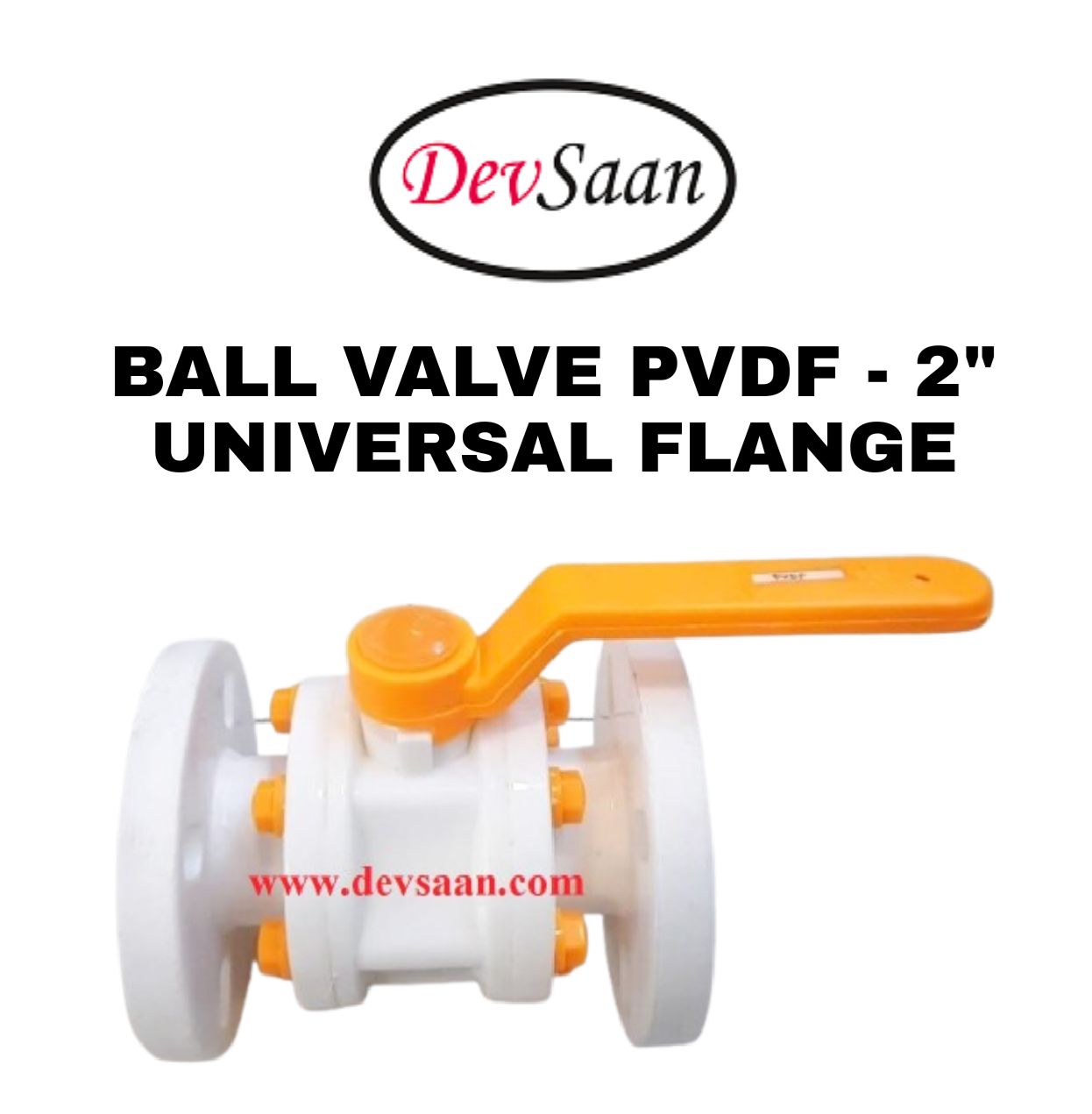 Ball Valve PVDF 2" x 2" Flange Universal Standard