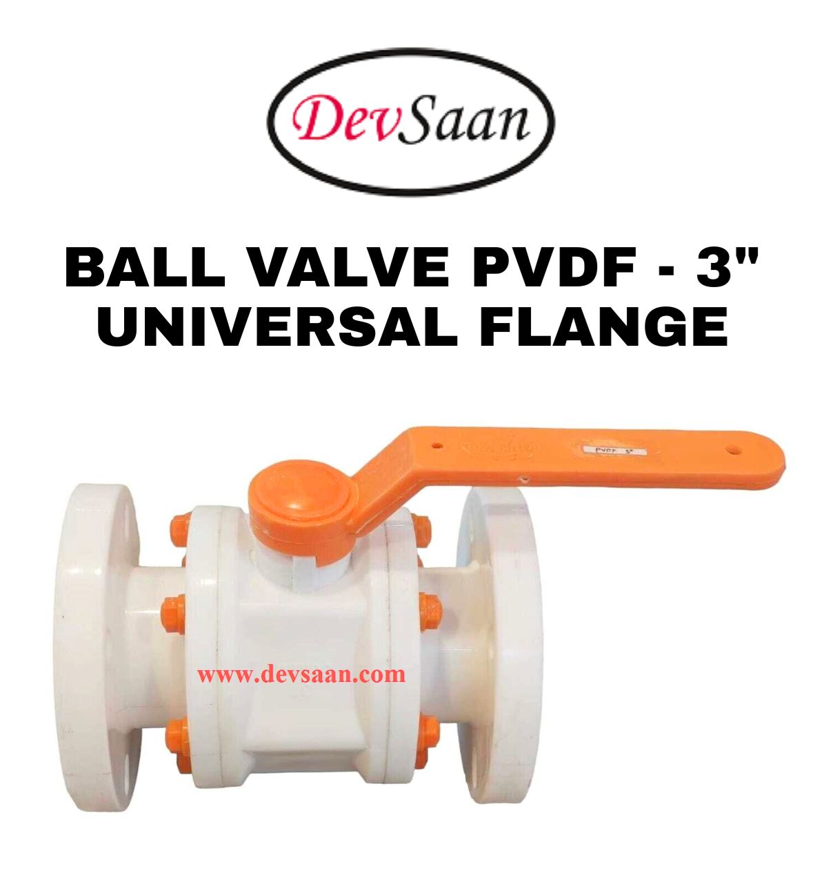 Ball Valve PVDF 3" x 3" Flange Universal Standard