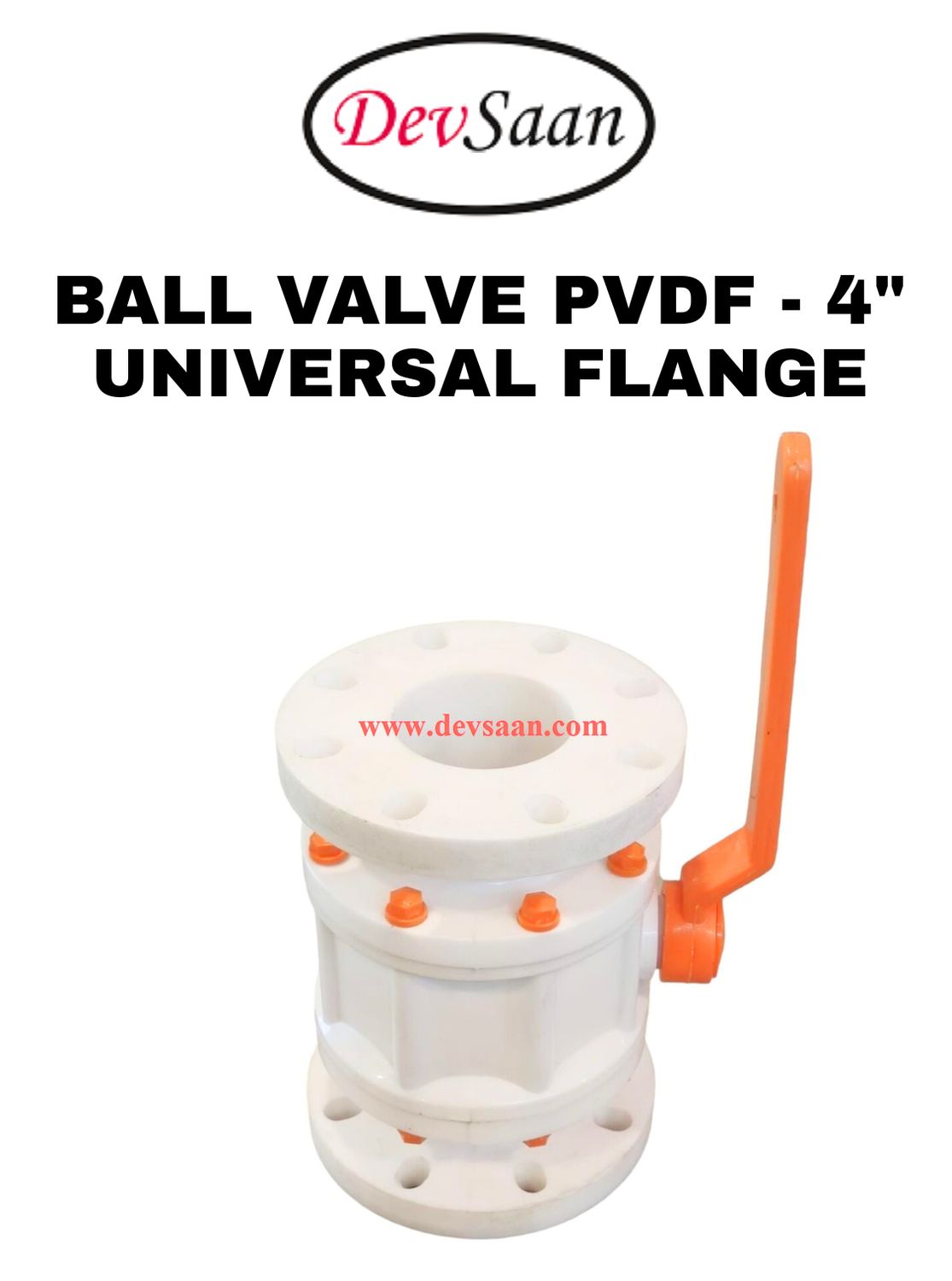 Ball Valve PVDF 4" x 4" Flange Universal Standard