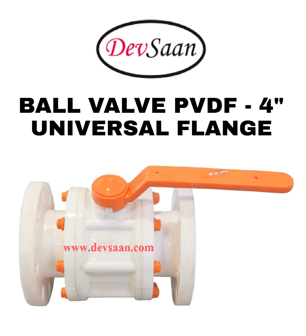 Ball Valve PVDF 4" x 4" Flange Universal Standard