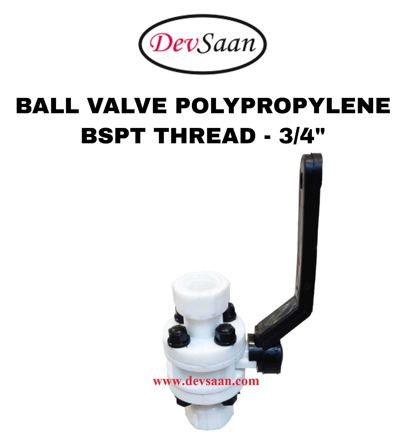 Ball Valve Polypropylene 3/4" x 3/4" BSPT Thread