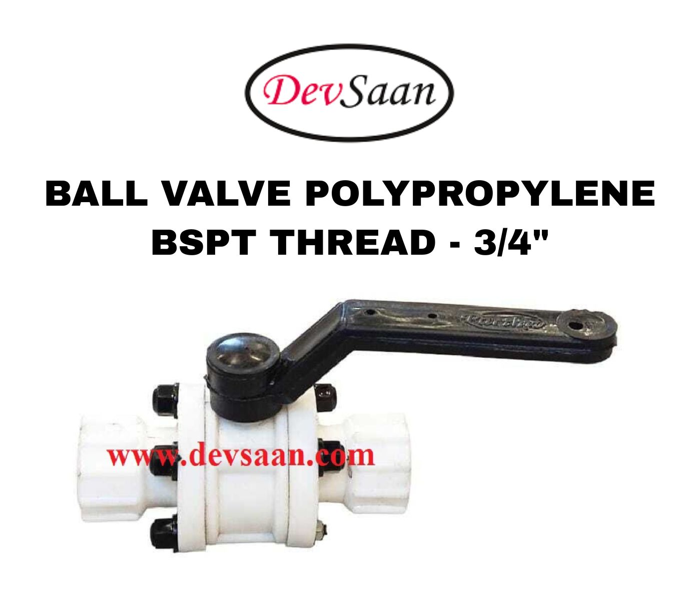 Ball Valve Polypropylene 3/4" x 3/4" BSPT Thread