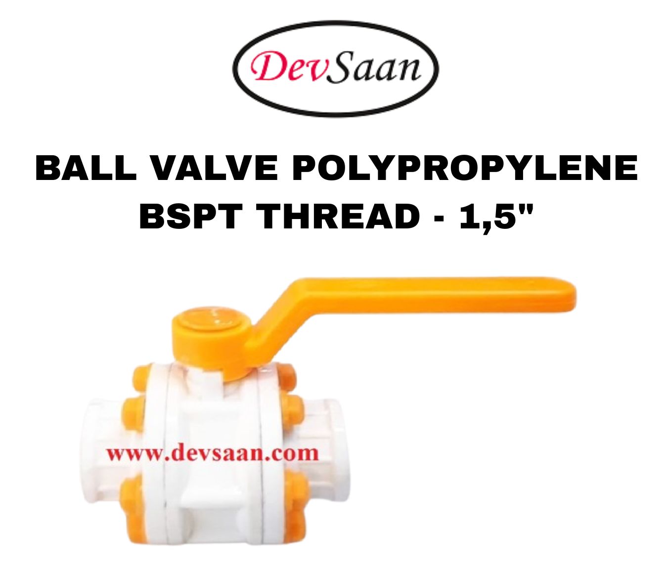 Ball Valve Polypropylene 1,5" x 1,5" BSPT Thread