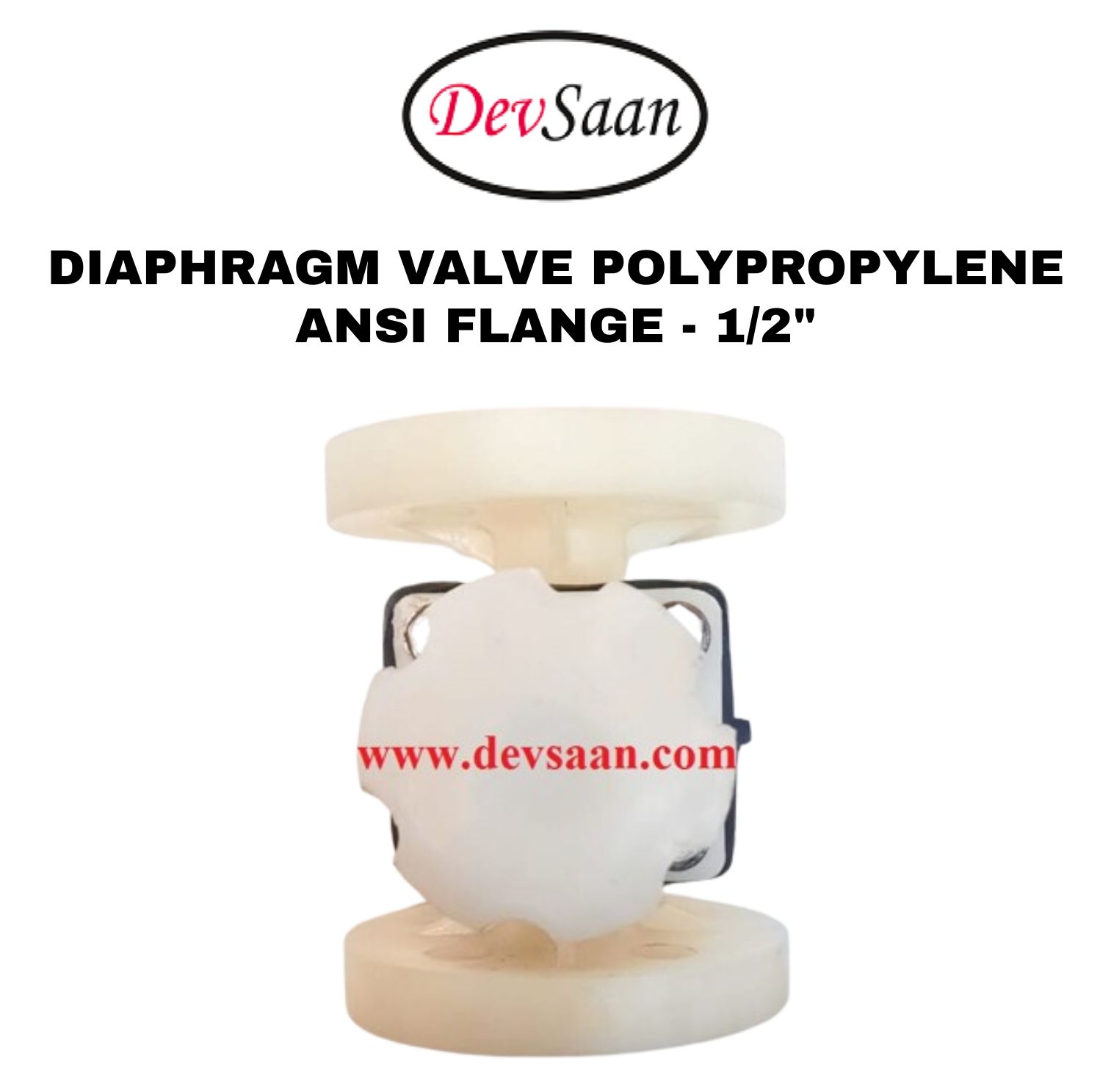 Diaphragm Valve PP 1/2" x 1/2" Flange ANSI B.16.5 Class #150