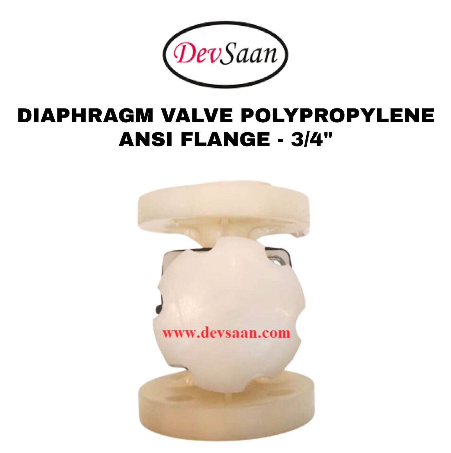 Diaphragm Valve PP 3/4" x 3/4" Flange ANSI B.16.5 Class #150