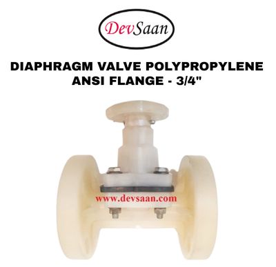 Diaphragm Valve PP 3/4" x 3/4" Flange ANSI B.16.5 Class #150