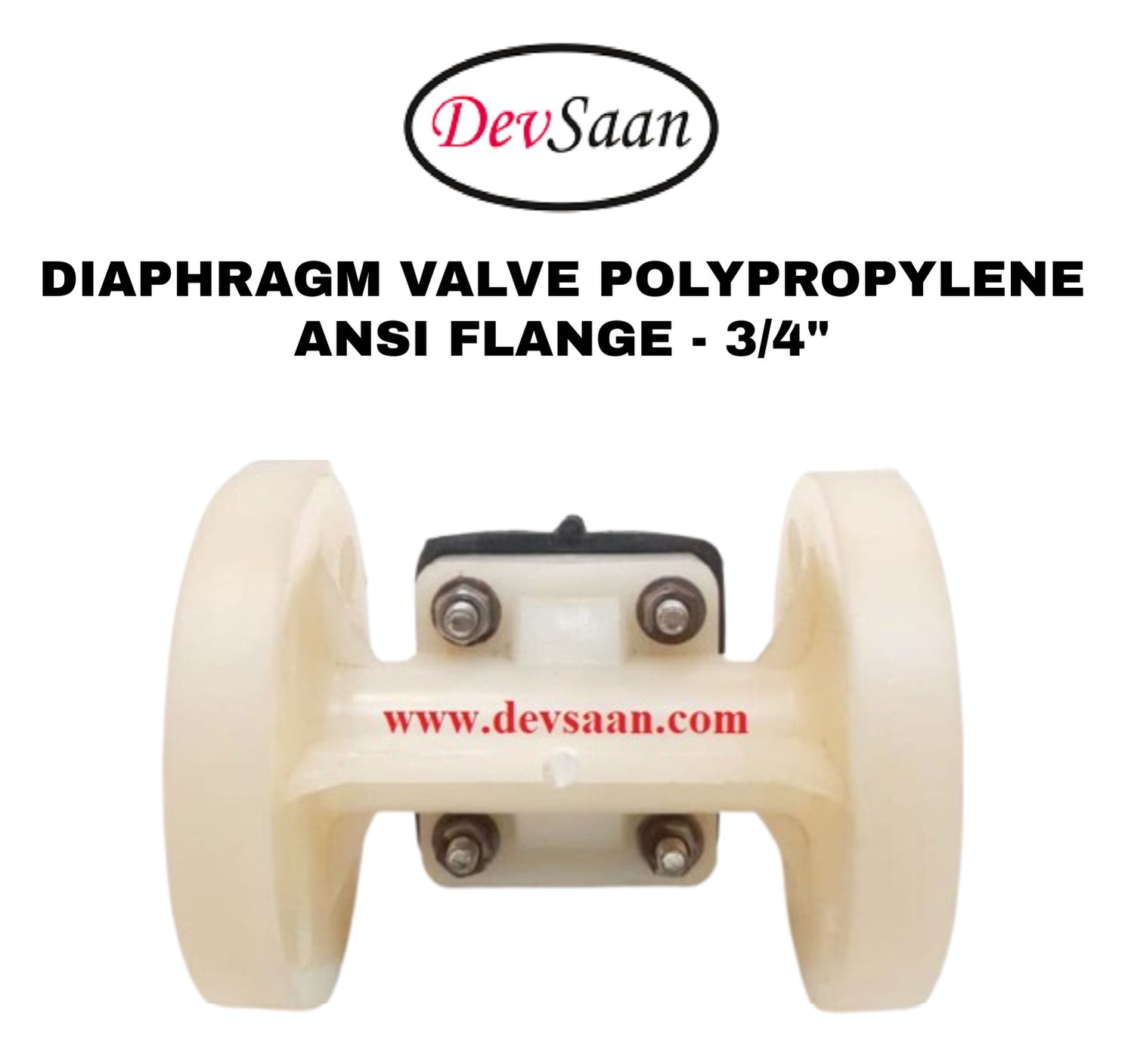 Diaphragm Valve PP 3/4" x 3/4" Flange ANSI B.16.5 Class #150