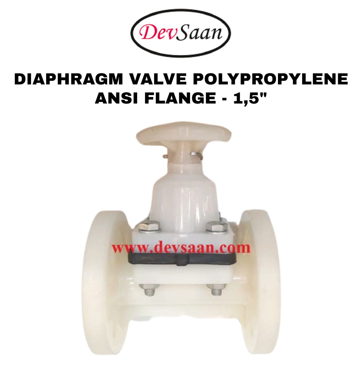 Diaphragm Valve PP 1,5" x 1,5" Flange ANSI B.16.5 Class #150