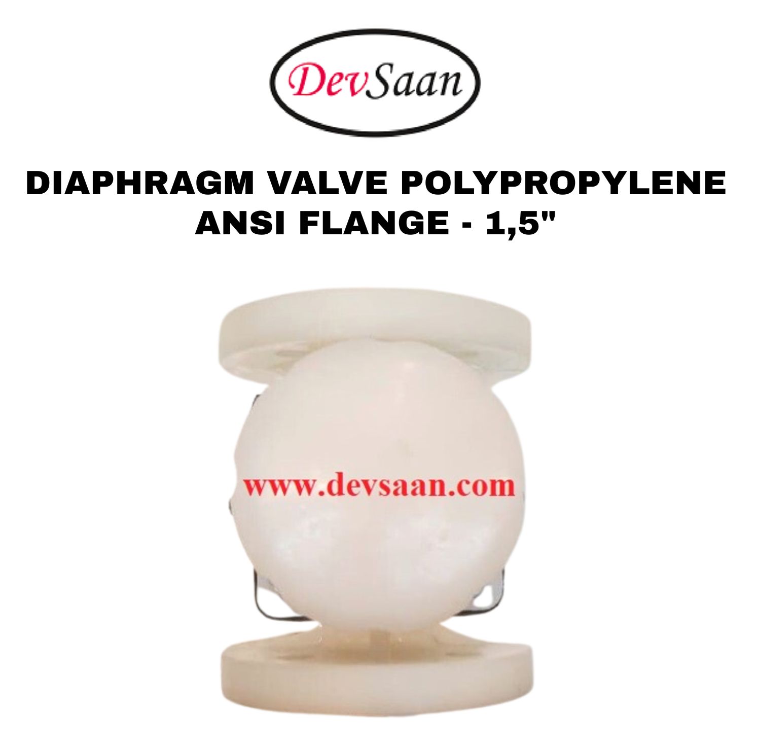 Diaphragm Valve PP 1,5" x 1,5" Flange ANSI B.16.5 Class #150