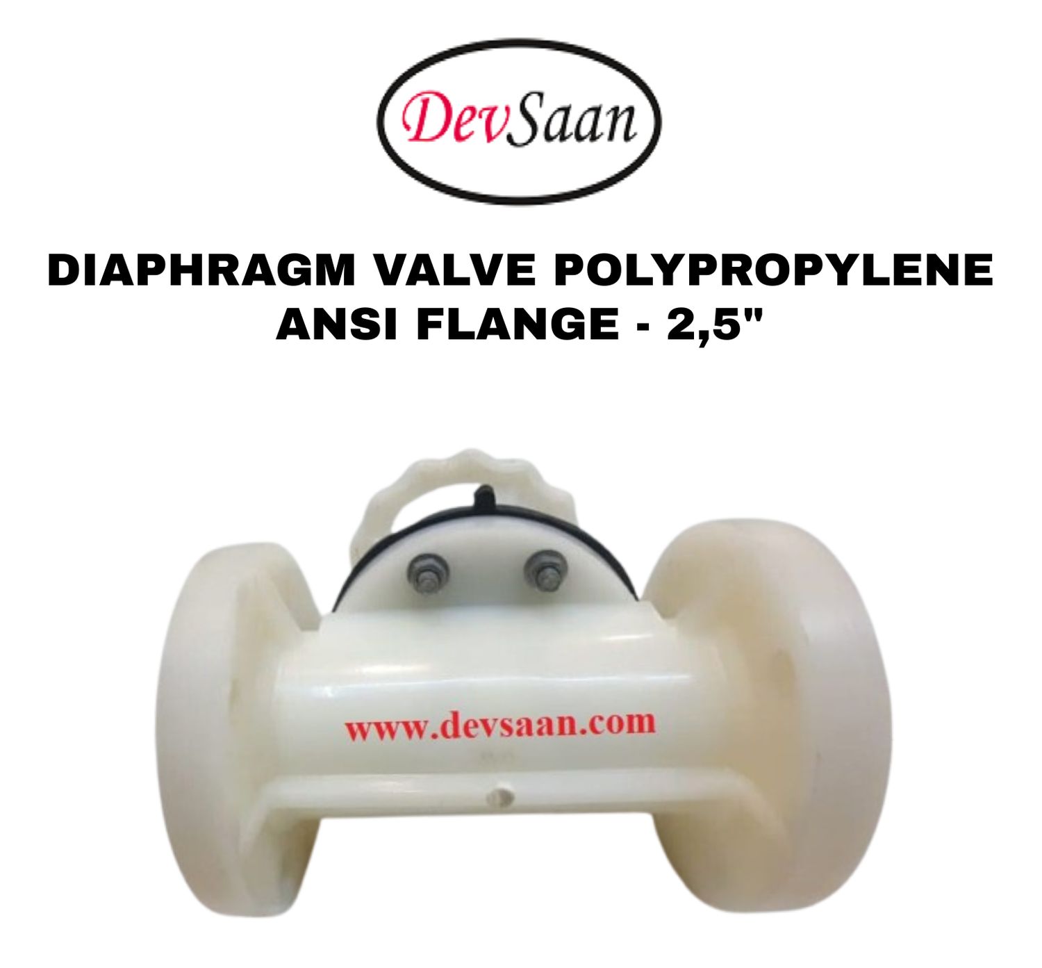 Diaphragm Valve PP 2,5" x 2,5" Flange ANSI B.16.5 Class #150