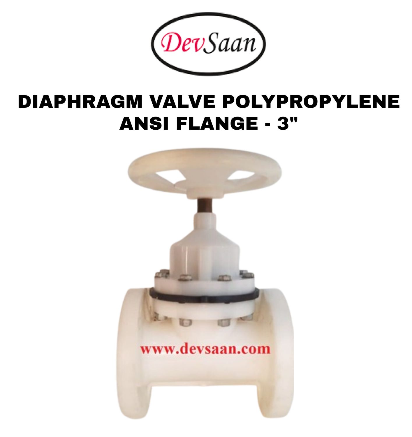 Diaphragm Valve PP 3" x 3" Flange ANSI B.16.5 Class #150