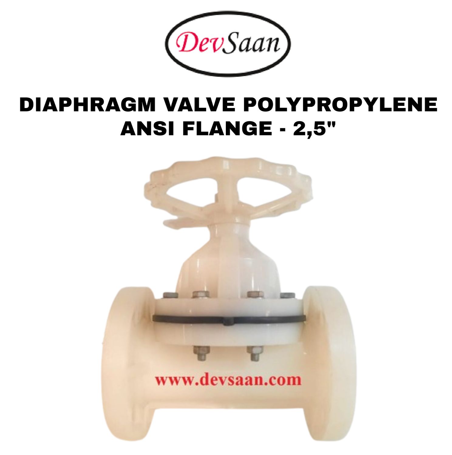 Diaphragm Valve PP 2,5" x 2,5" Flange ANSI B.16.5 Class #150