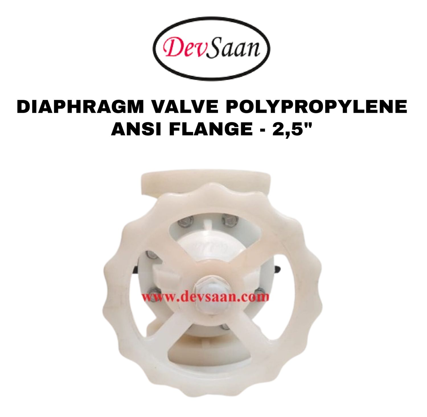 Diaphragm Valve PP 2,5" x 2,5" Flange ANSI B.16.5 Class #150