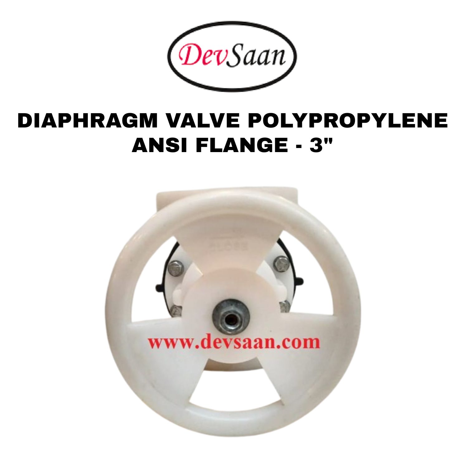 Diaphragm Valve PP 3" x 3" Flange ANSI B.16.5 Class #150