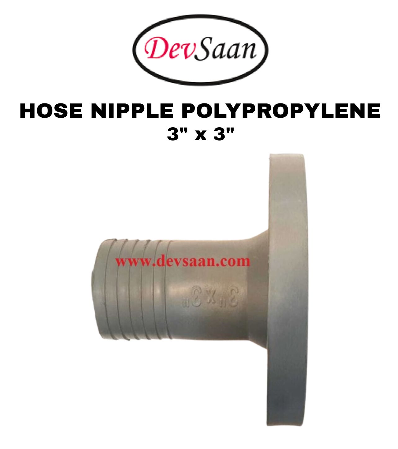 Hose Nipple Polypropylene 3" x 3"