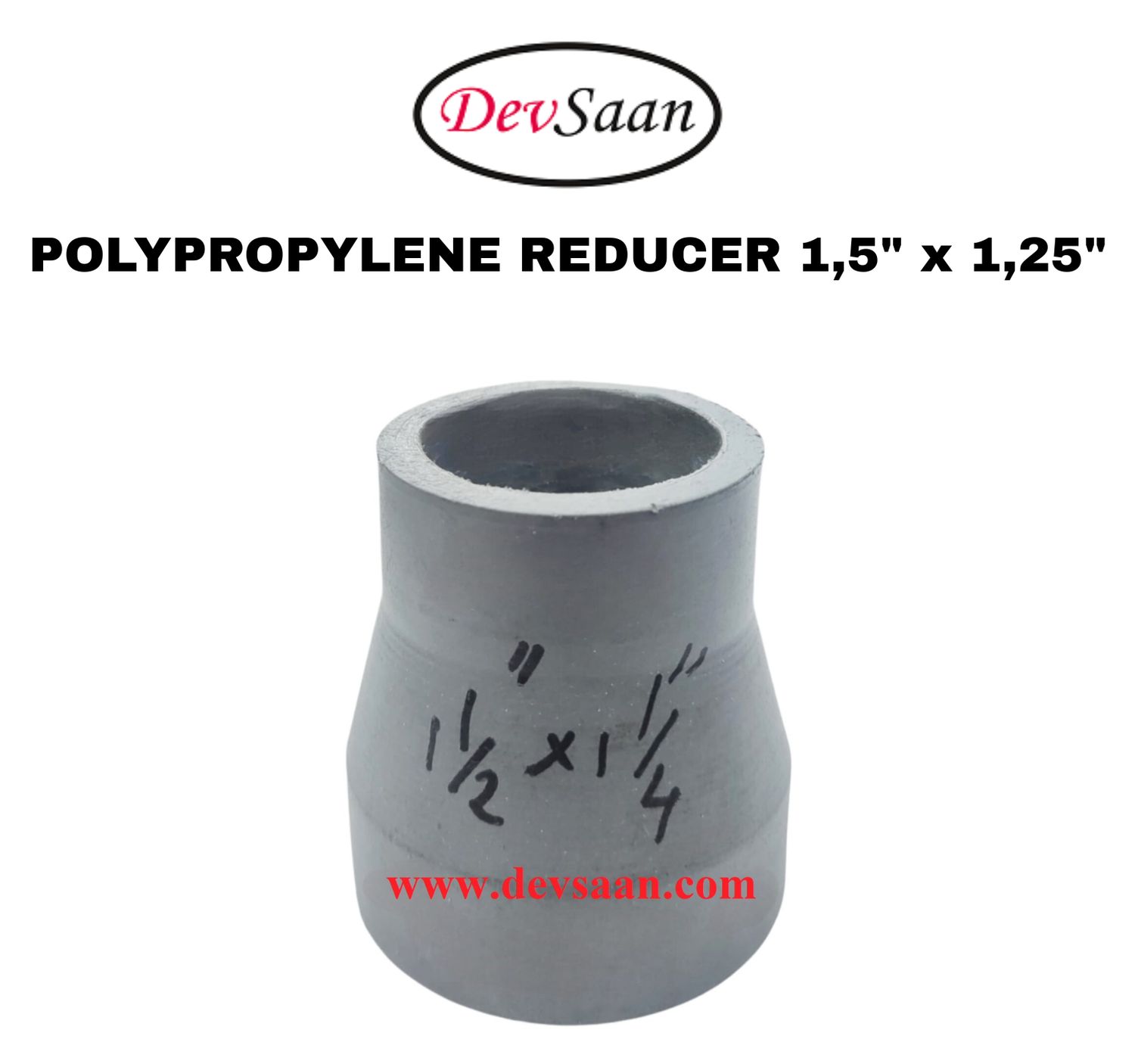 Polypropylene Reducer 1,5" x 1,25"
