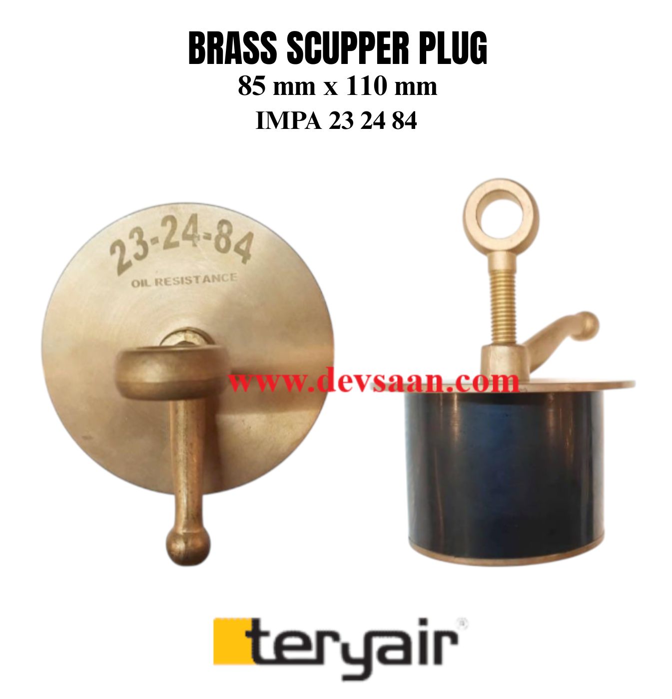 Brass Scupper plug 85 mm x 110 mm IMPA 23 24 84