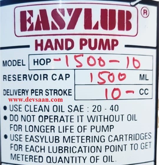 Lubrication Oil Pump HOP-1500-10-DX Pompa Oli Manual