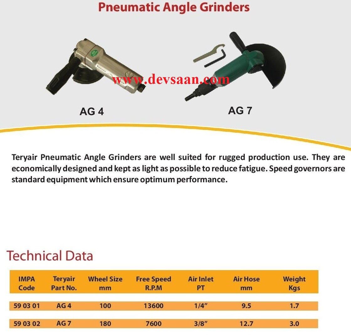 Pneumatic Angle Grinder 7 Inch - AG7 - IMPA 59 03 02