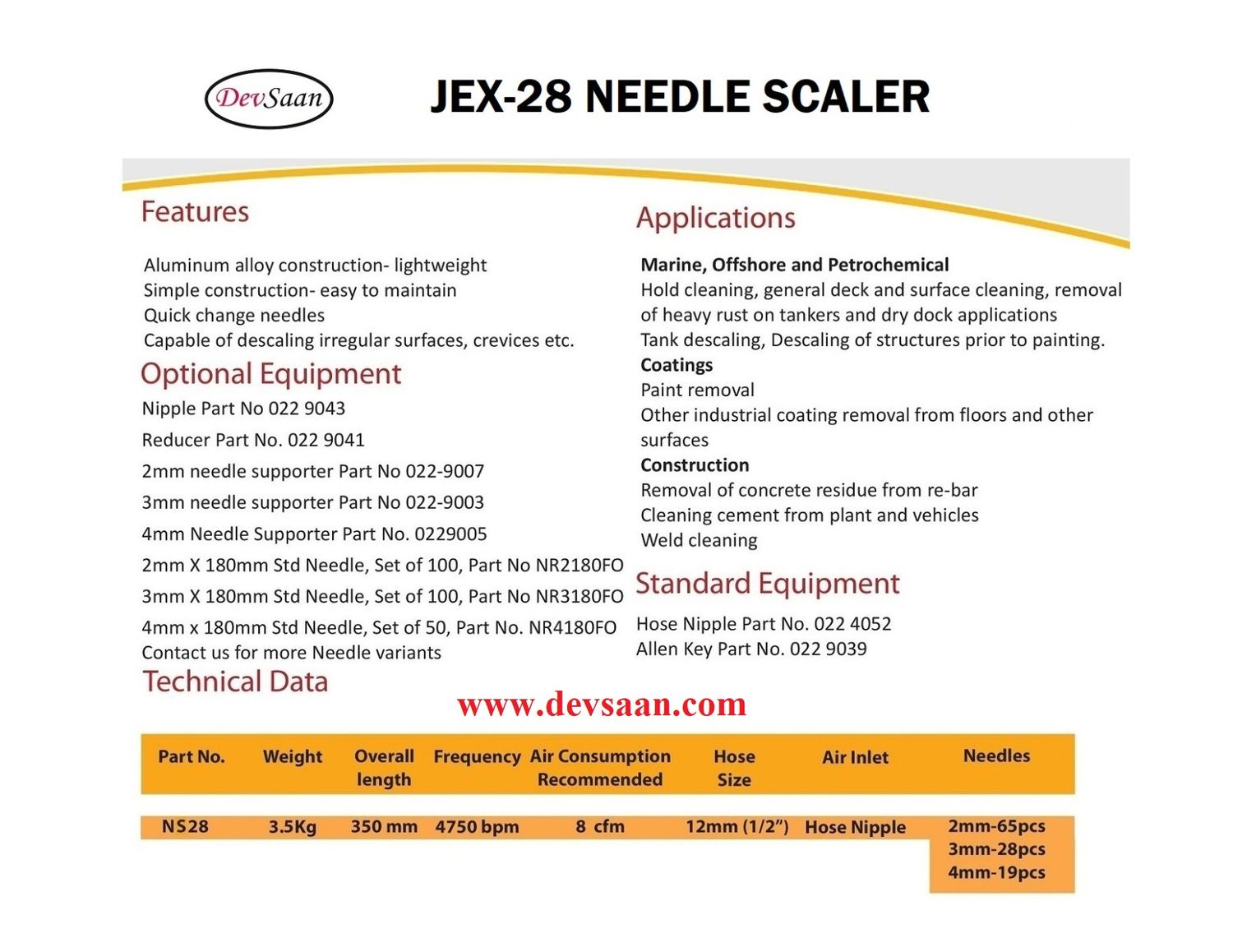 Needle Scaler JEX 28 - 350 mm - IMPA 59 04 64