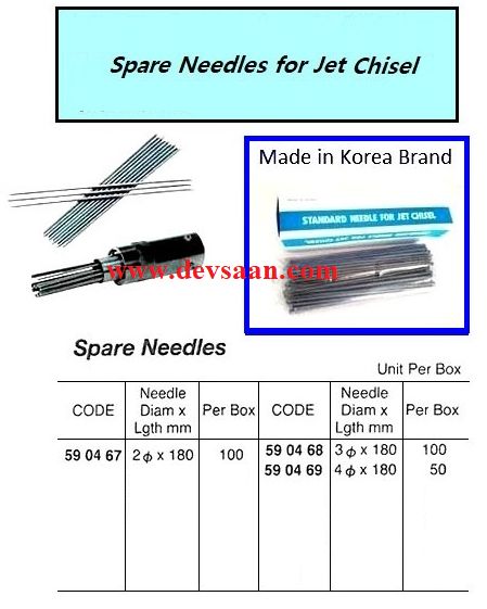 Spare Needles for Jet Chisel - 2 Ø x 180 mm Flat