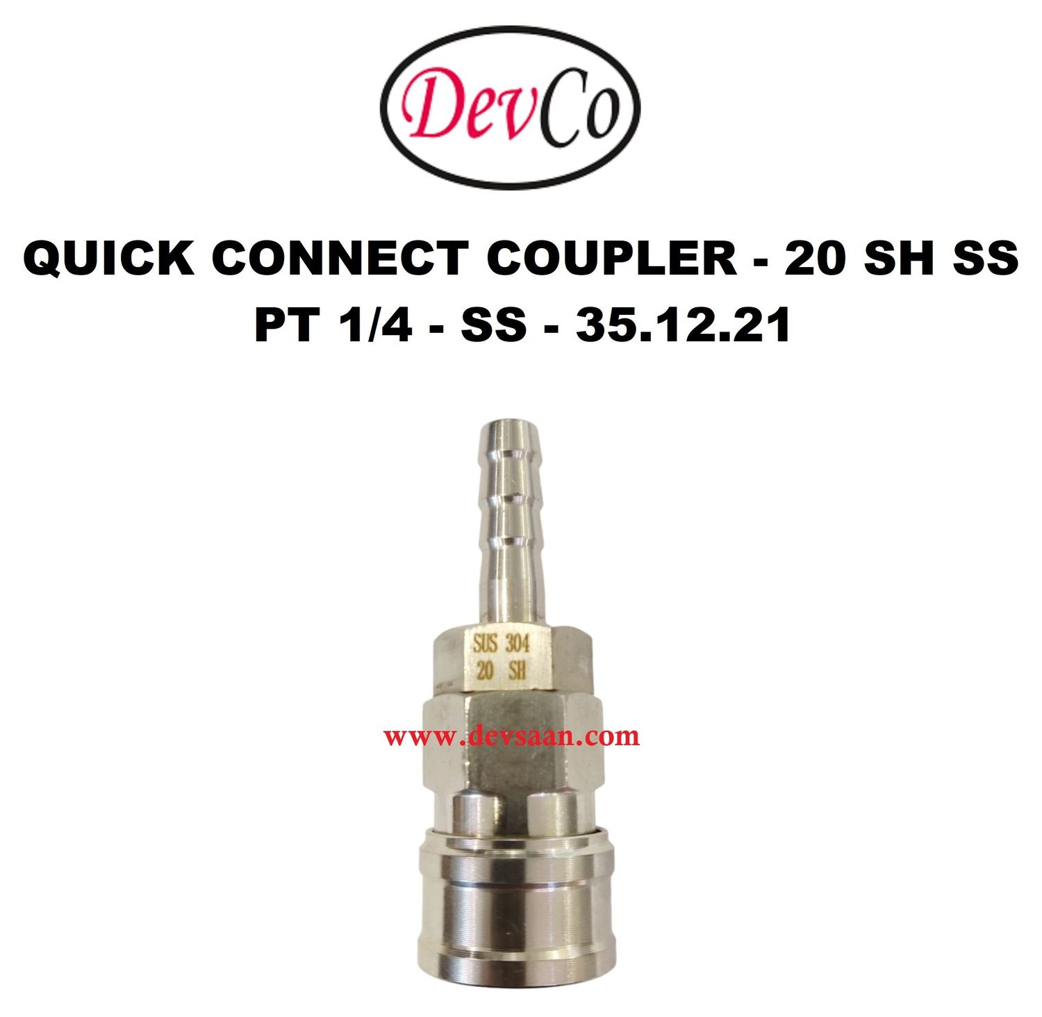 20 SH SS Quick Connect Coupler - PT 1/4