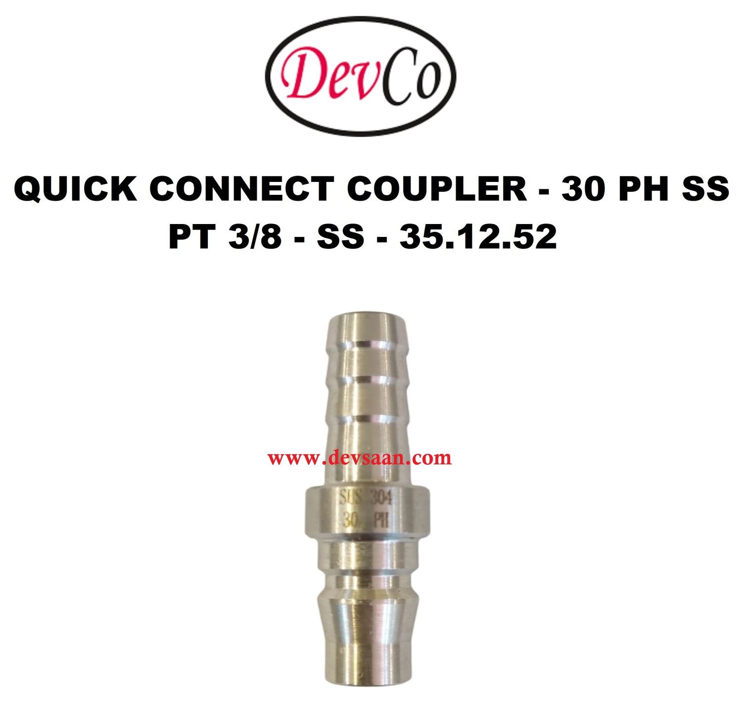 30 PH SS Quick Connect Coupler - PT 3/8