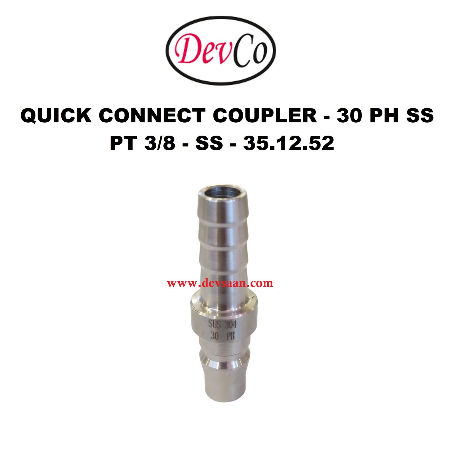 30 PH SS Quick Connect Coupler - PT 3/8