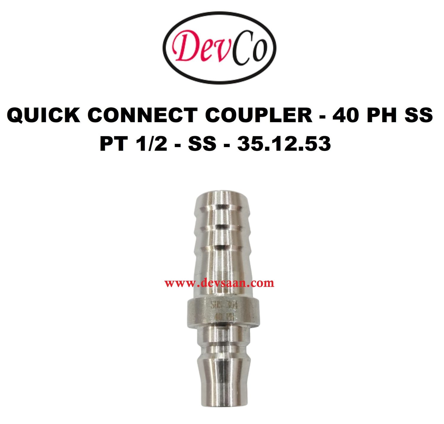 40 PH SS Quick Connect Coupler - PT 1/2