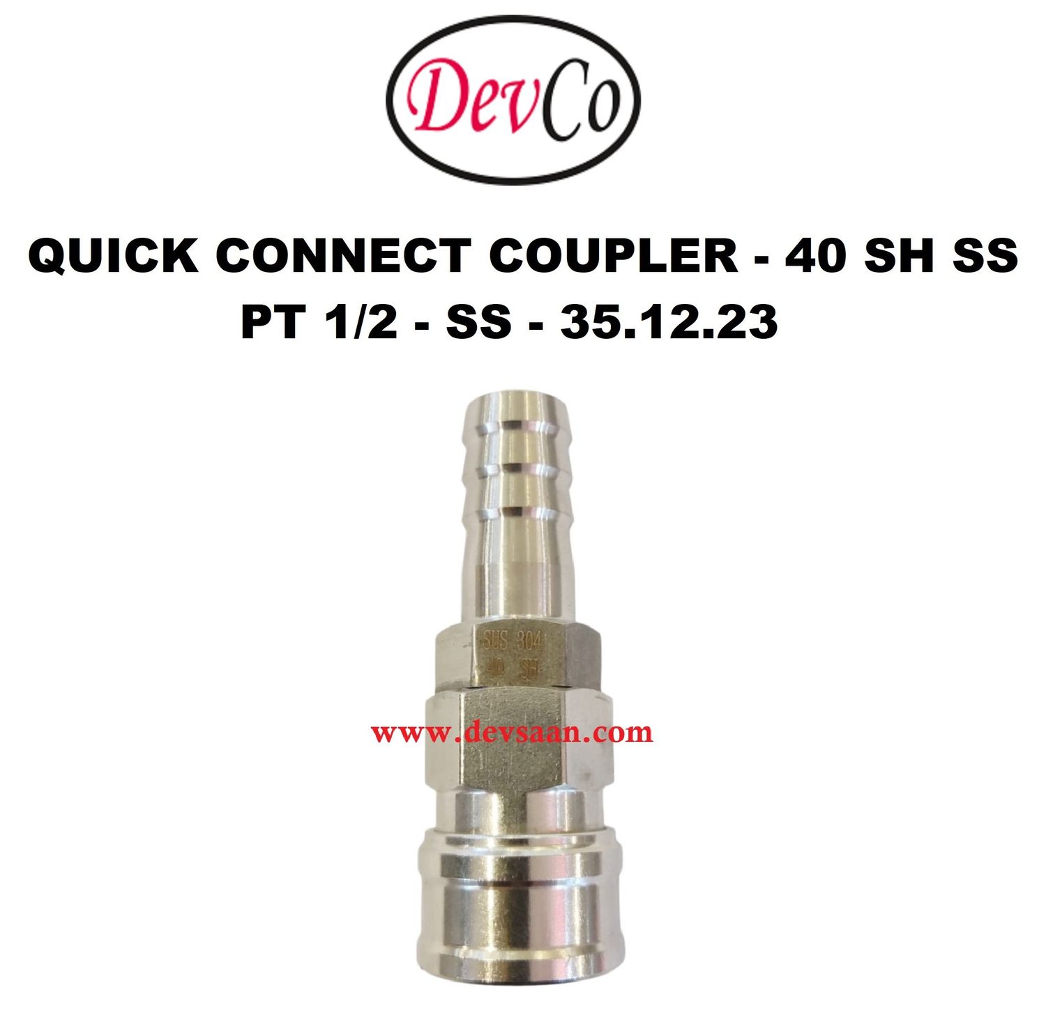 40 SH SS Quick Connect Coupler - PT 1/2