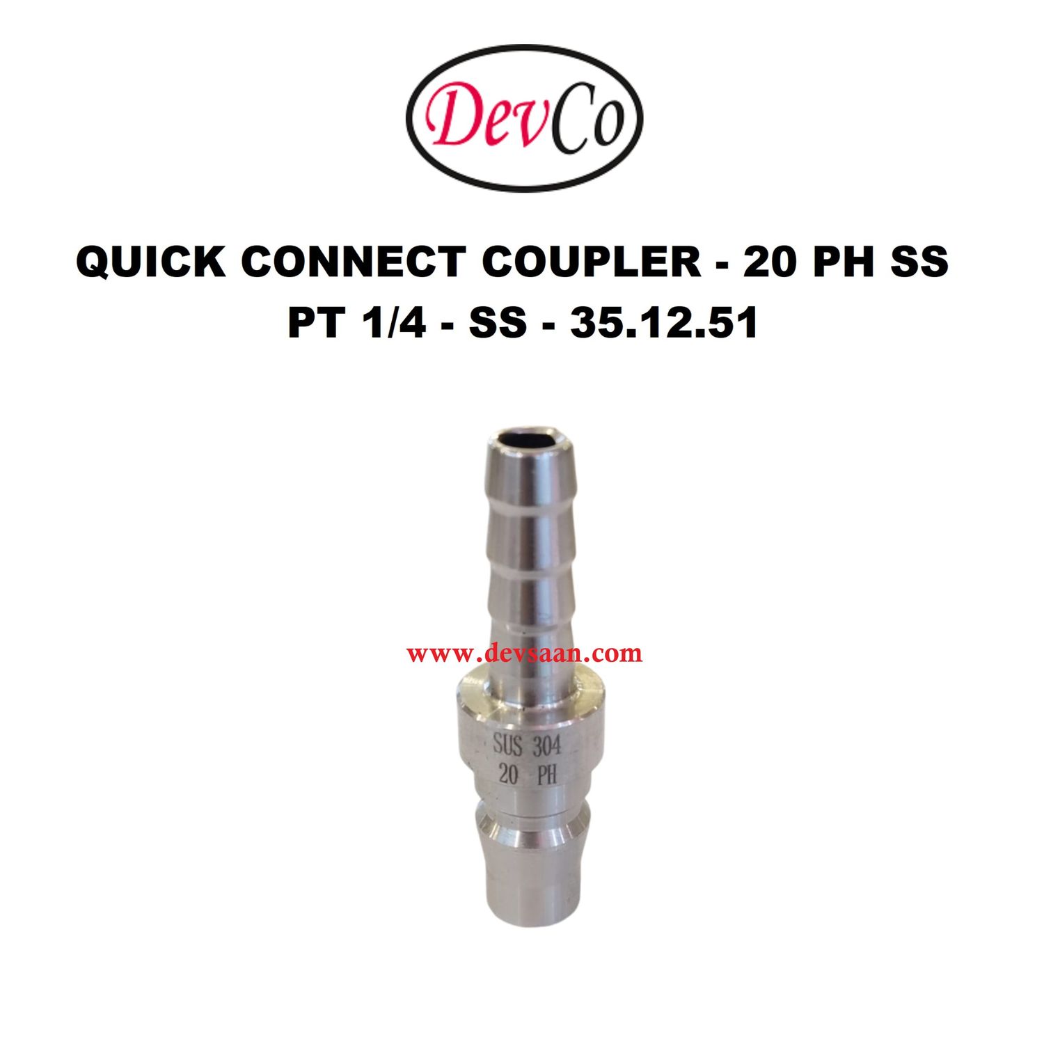 20 PH SS Quick Connect Coupler - PT 1/4